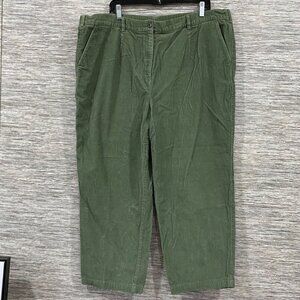 L.L.Bean Green Corduroy Pants Women’s 20 Pet Classic Cotton Trousers